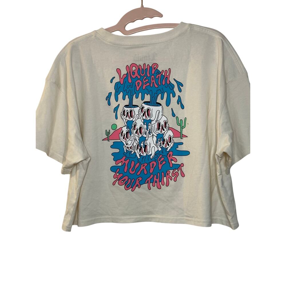 Liquid Death cropped graphic shirt